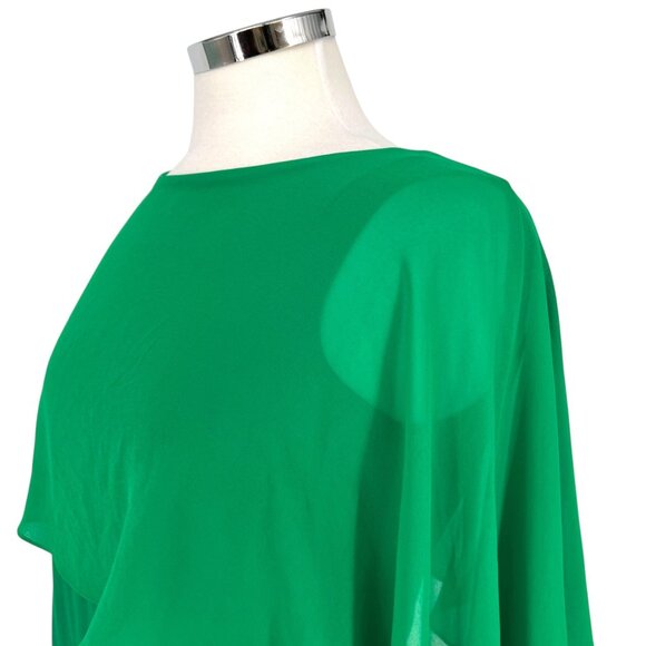 Zara Green Flowy Cape Blouse Layered Design Cut-Out Sleeves Size XS - Picture 5 of 11